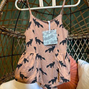 NWT Kate Quinn Fox Rust Ballerina Bubble Spaghetti Tie Strap Bamboo 0-3m